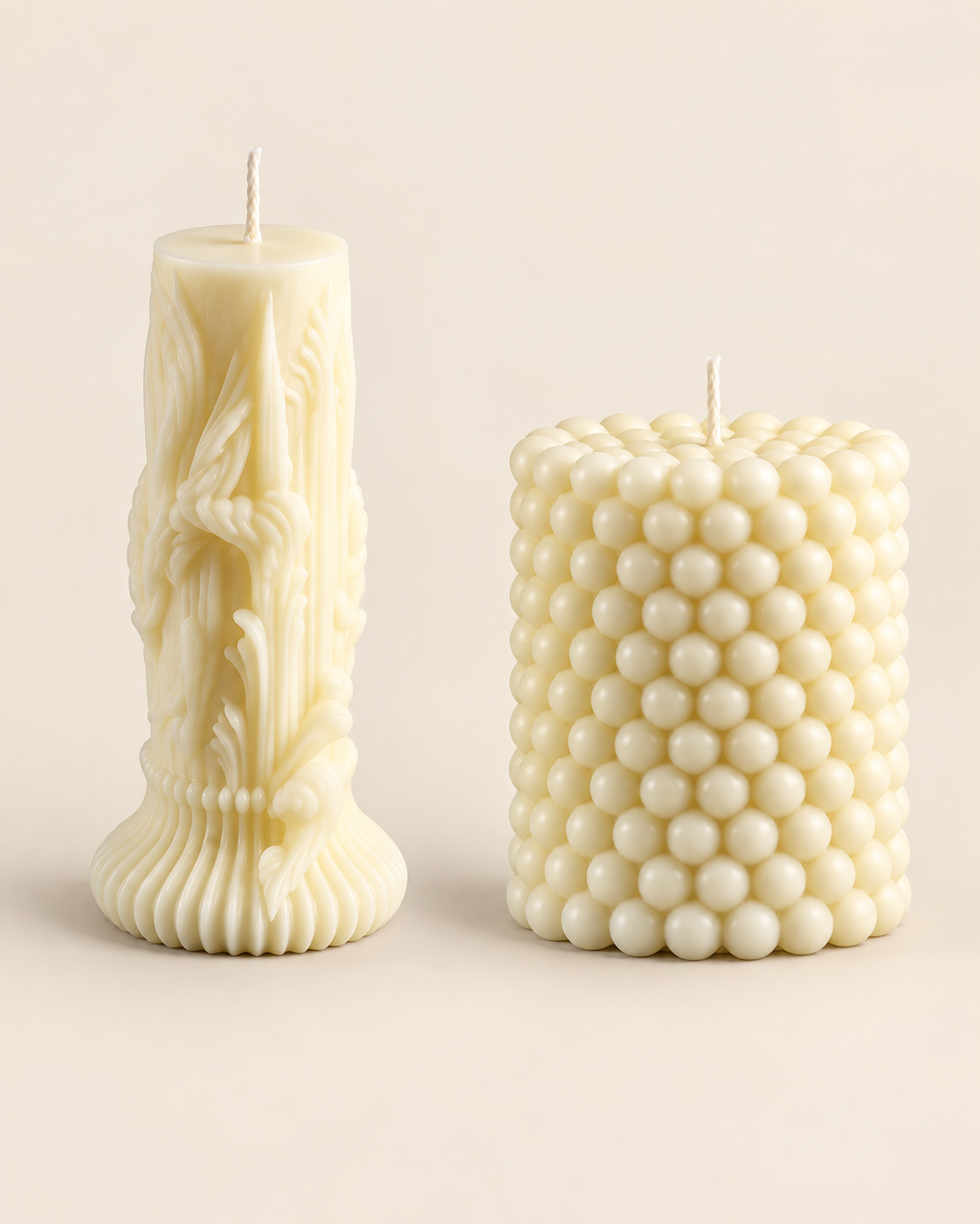 Basic Candle, sculpted and bubble duo, catalogue product view