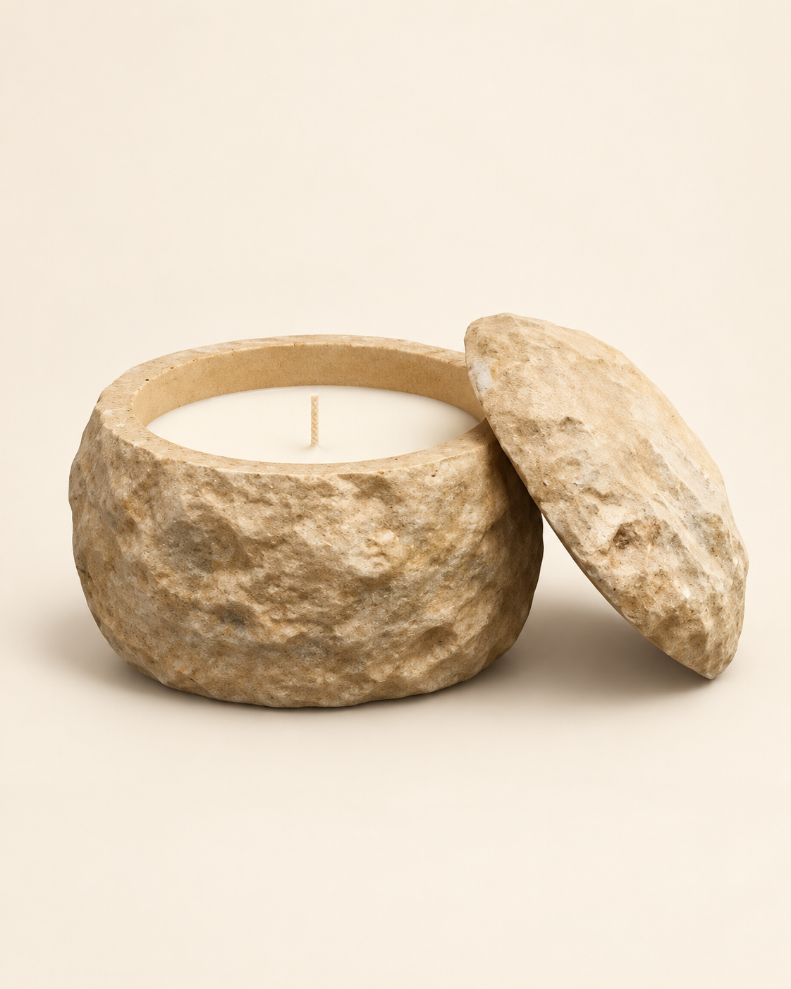 Lunar Stone, stone vessel with lid, catalogue product view
