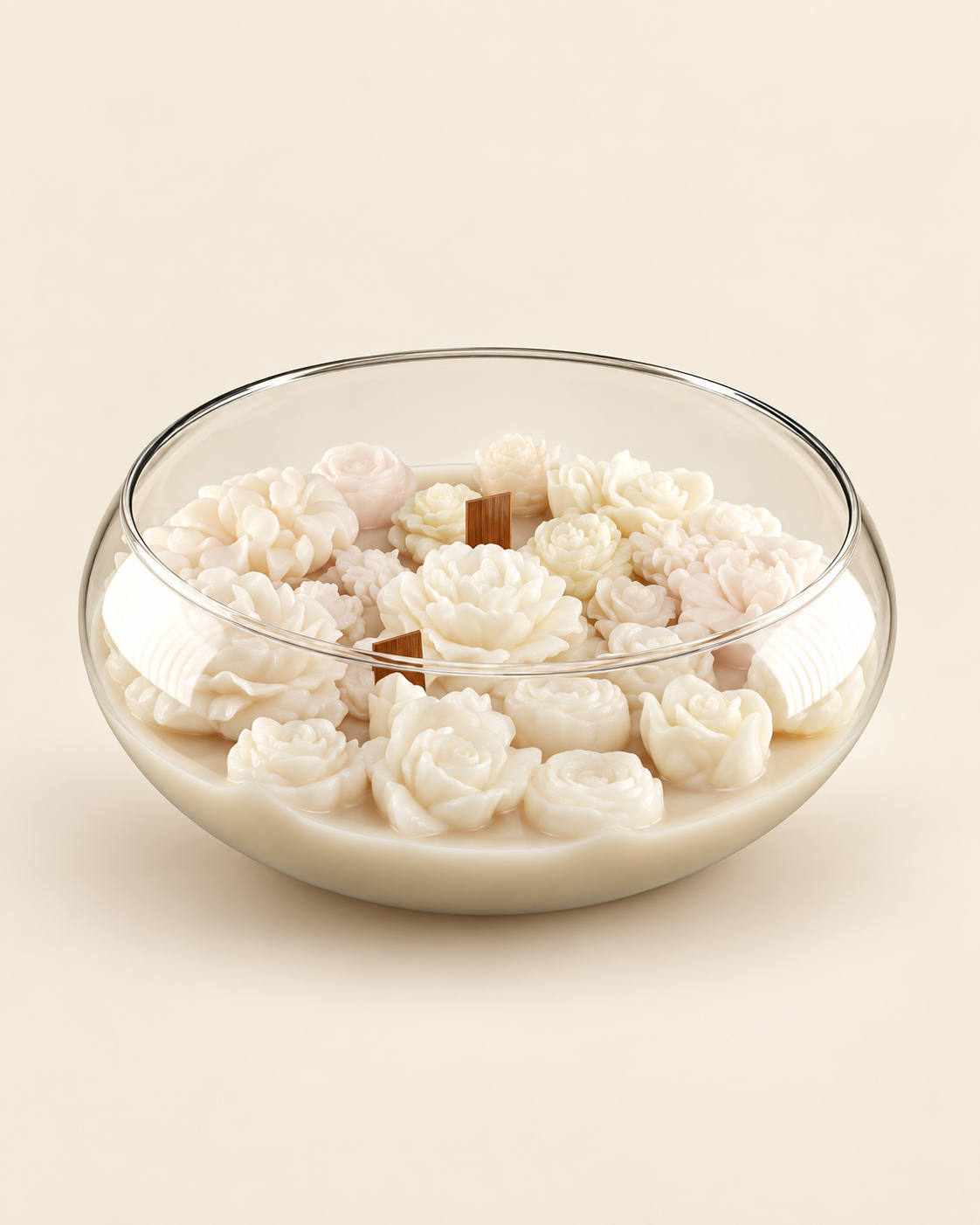 White Garden, glass bowl arrangement, catalogue product view